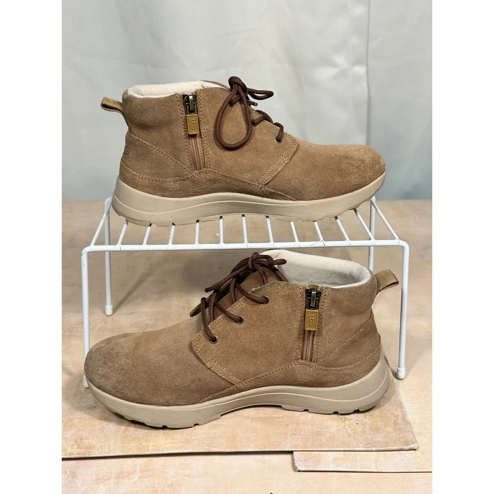 UGG Highland Heritage Chestnut Suede Lace Up Side Zip Ankle Boots 1125410K Kid 4